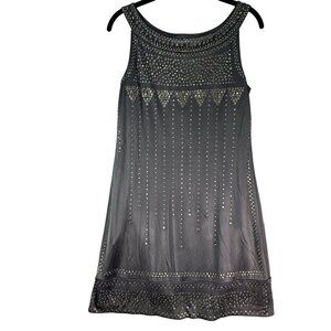 BCBGMaxazria Agate Lyris Beaded Sleeveless Mini Cocktail Dress Gray Size S NWT